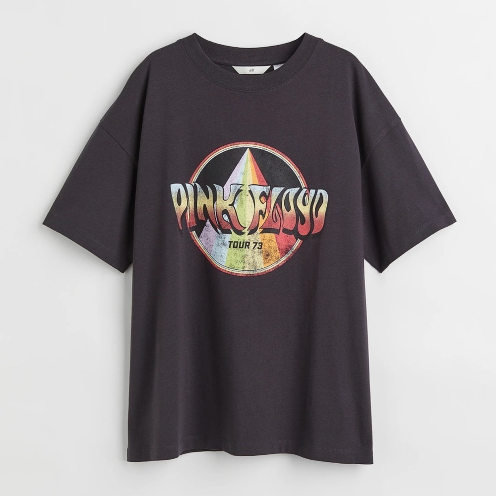 Graphic band tee t-shirt size XS Pink Floyd tour 73 oversized black multicolour
